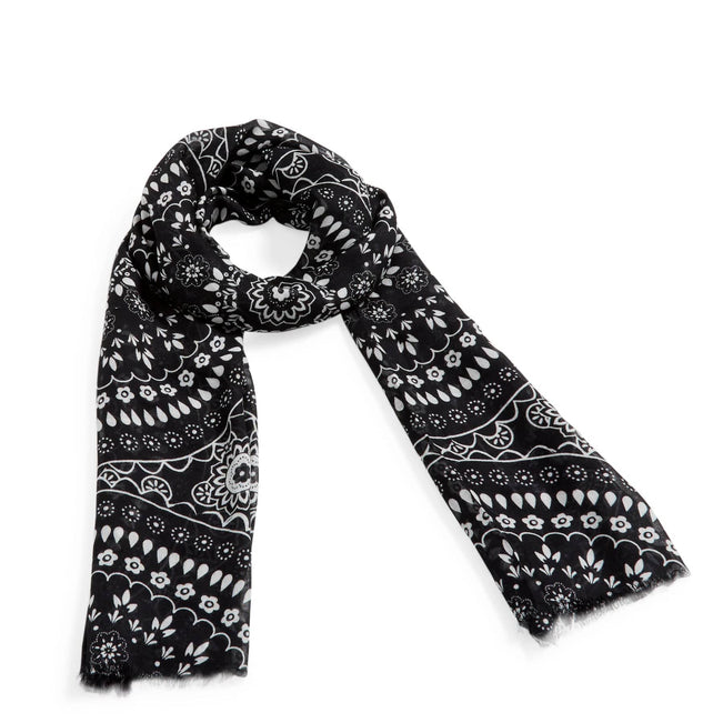 Soft Fringe Scarf-Black Bandana Medallion-Image 1-Vera Bradley