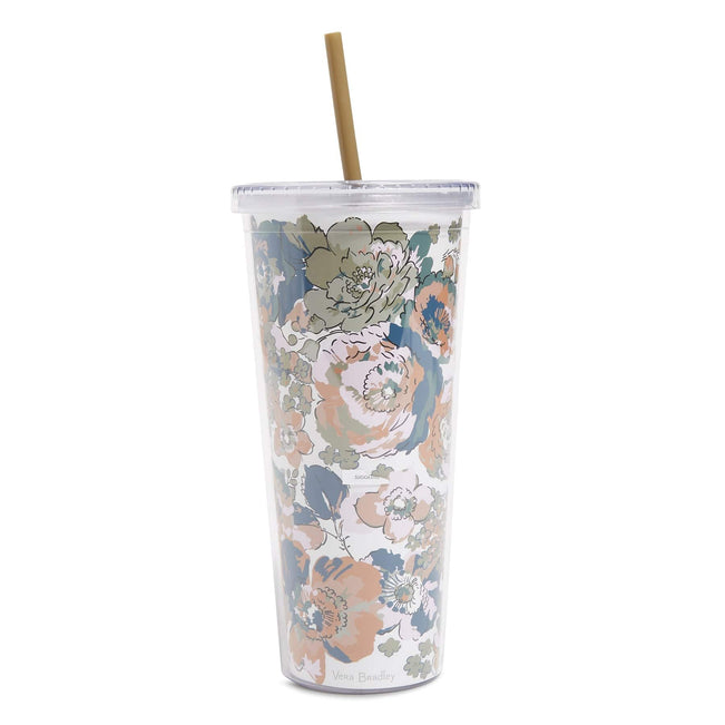 Travel Tumbler 24oz-Petite Exuberant Floral Sage-Image 1-Vera Bradley