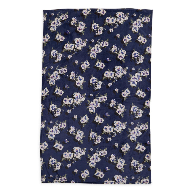 Plush Throw Blanket-Blooms and Branches Navy-Image 3-Vera Bradley