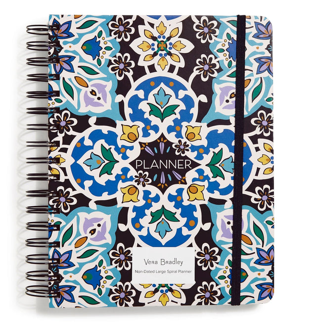 Factory Style Non-Dated Large Spiral Planner-Lisbon Medallion Cool-Image 1-Vera Bradley