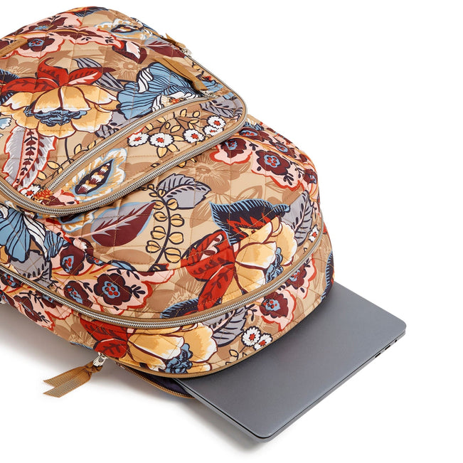 campus backpack in printed pebble leather Vera Bradley Performance Twill Campus Backpack, Botanical Beauty