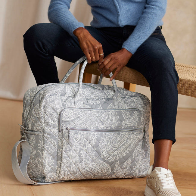 Grand Weekender Travel Bag-Cloud Gray Paisley-Image 2-Vera Bradley