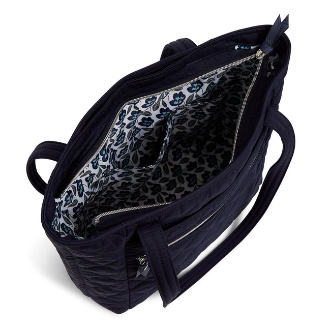 Small Vera Tote Bag-Classic Navy-Image 3-Vera Bradley