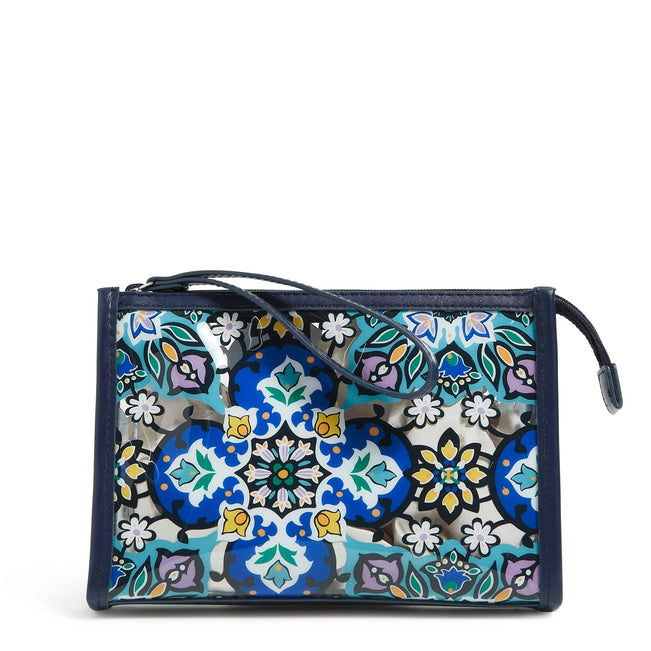 Factory Style Clear Beach Wristlet-Lisbon Medallion Cool-Image 1-Vera Bradley