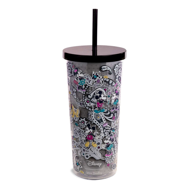 Disney Double Wall Tumbler with Straw-Mickey Mouse Piccadilly Paisley-Image 2-Vera Bradley