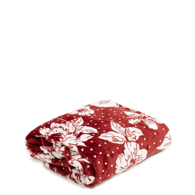 Plush XL Throw Blanket-Cardinal/White Rain Garden-Image 1-Vera Bradley