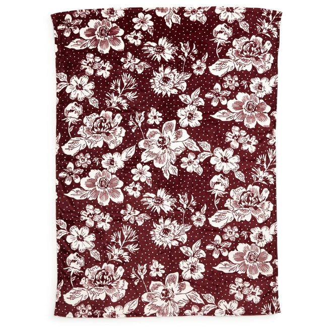 Plush XL Throw Blanket-Maroon/White Rain Garden-Image 2-Vera Bradley