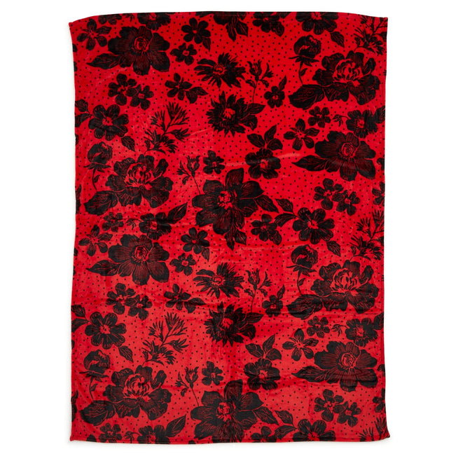 Plush XL Throw Blanket-Red/Black Rain Garden-Image 2-Vera Bradley