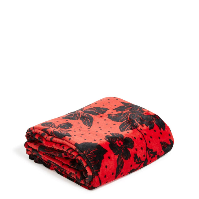 Plush XL Throw Blanket-Red/Black Rain Garden-Image 1-Vera Bradley