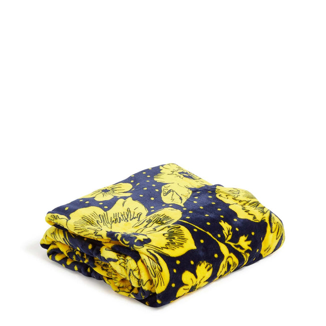 Plush XL Throw Blanket-Navy/Gold Rain Garden-Image 1-Vera Bradley