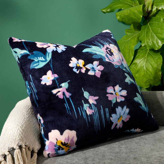 Decorative Throw Pillow-Navy Garden-Image 1-Vera Bradley