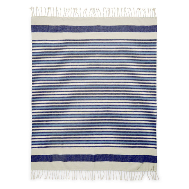 Woven Throw Blanket-Seaside Stripe Navy-Image 2-Vera Bradley