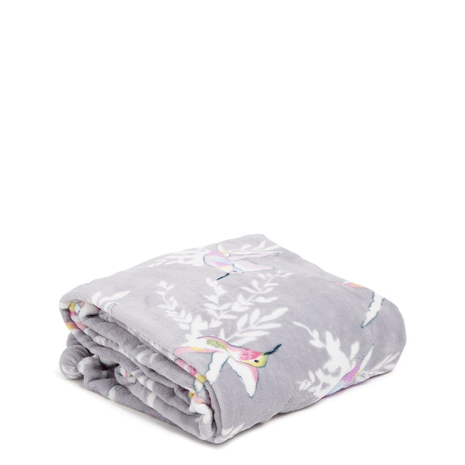 Outlet Whimsy Pom Throw Blanket-Happy Hummingbirds-Image 1-Vera Bradley
