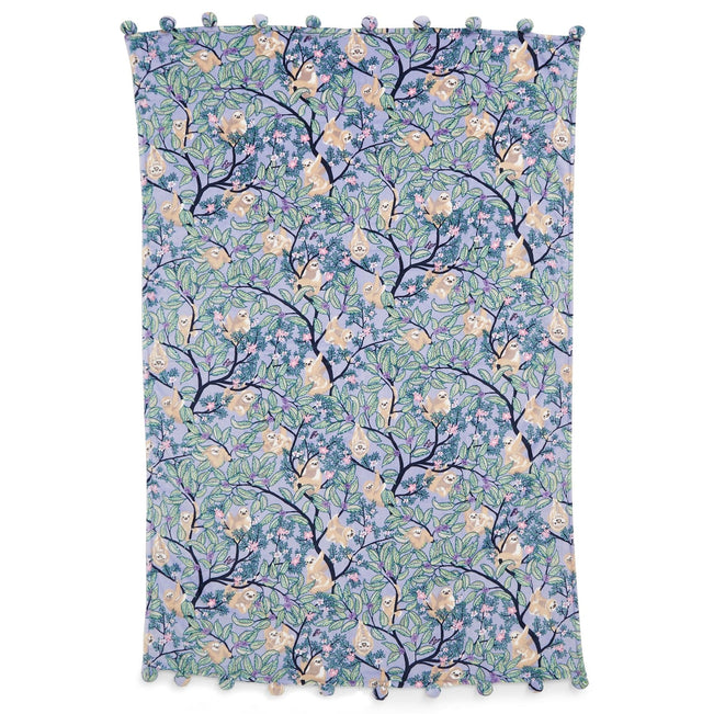 Factory Style Whimsy Pom Throw Blanket-Hanging Around Purple-Image 2-Vera Bradley