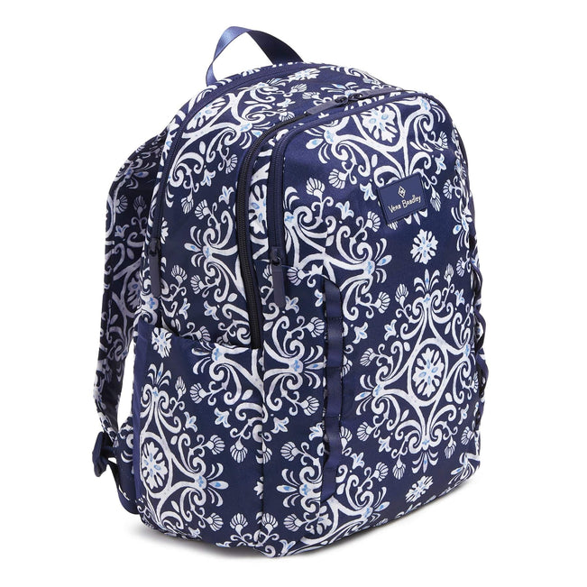 Lighten Up Sporty Large Backpack-Steel Blue Medallion-Image 2-Vera Bradley
