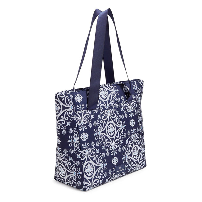 Lighten Up Large Cooler Bag-Steel Blue Medallion-Image 2-Vera Bradley