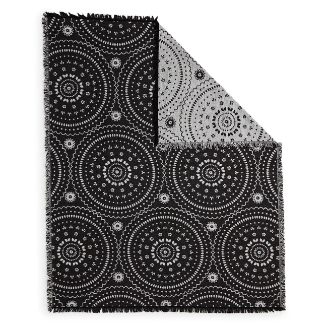 Woven Throw Blanket-Black Bandana Medallion-Image 2-Vera Bradley