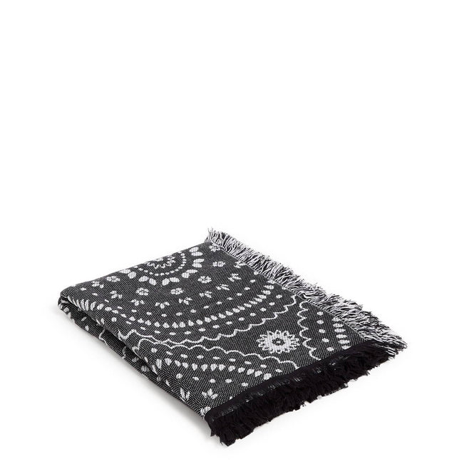Woven Throw Blanket-Black Bandana Medallion-Image 1-Vera Bradley