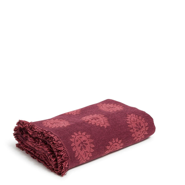 Woven Throw Blanket-Paisley Jamboree Cranberry-Image 1-Vera Bradley