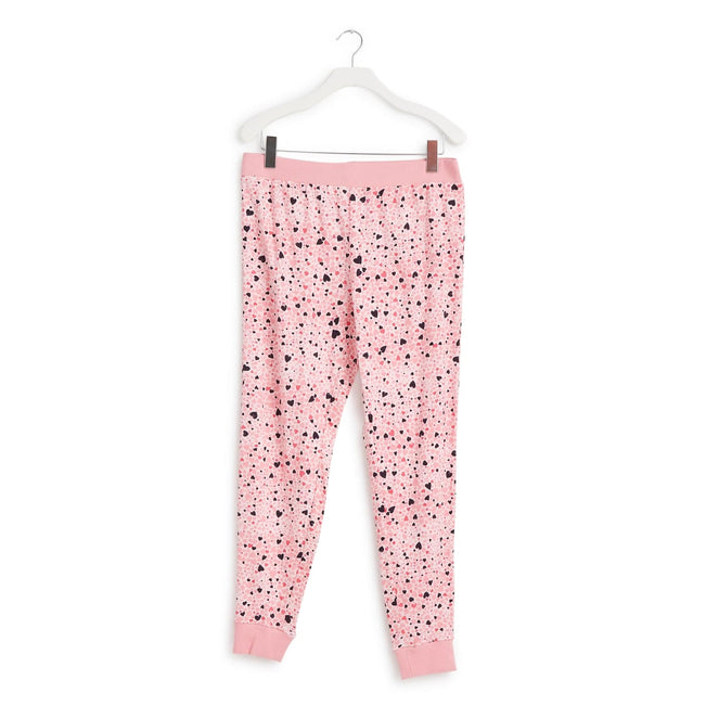 Factory Style Ribbed Jogger Pajama Pants-Love You Lots Pink-Image 1-Vera Bradley