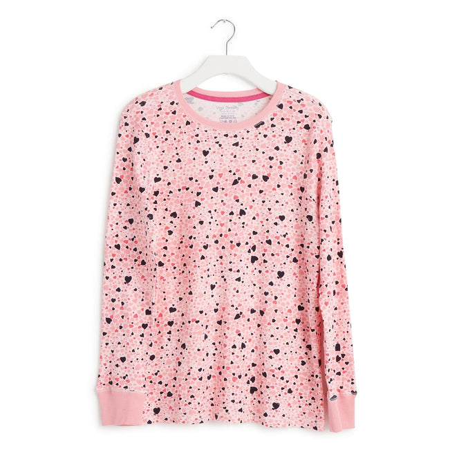 Factory Style Ribbed Long-Sleeved Sleep T-Shirt-Love You Lots Pink-Image 1-Vera Bradley