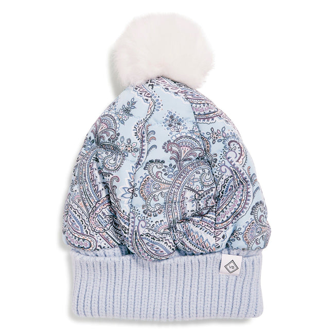 Quilted Pom Beanie-Soft Sky Paisley-Image 2-Vera Bradley