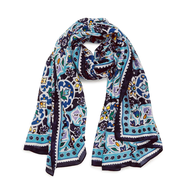 Oversized Travel Scarf-Lisbon Medallion Cool-Image 1-Vera Bradley