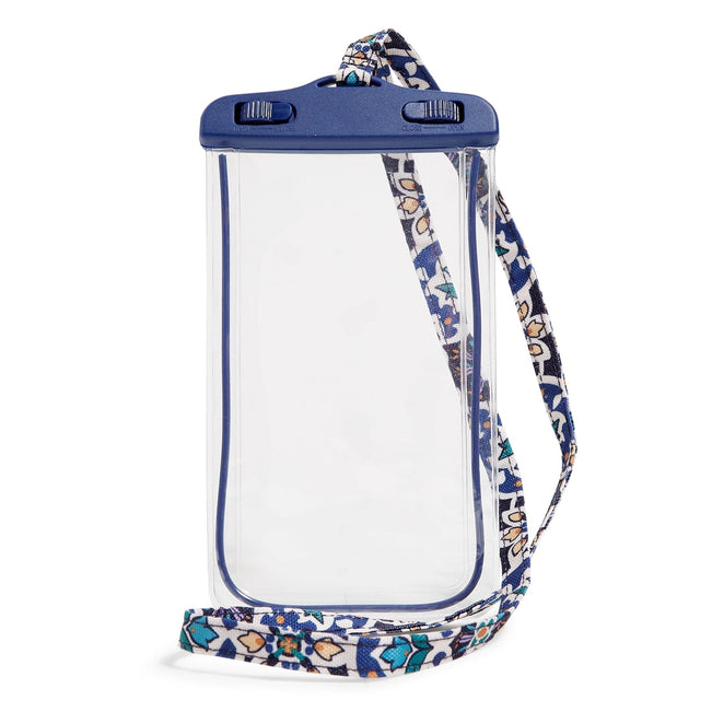 Waterproof Phone Pouch w/Lanyard-Lisbon Medallion Cool-Image 1-Vera Bradley