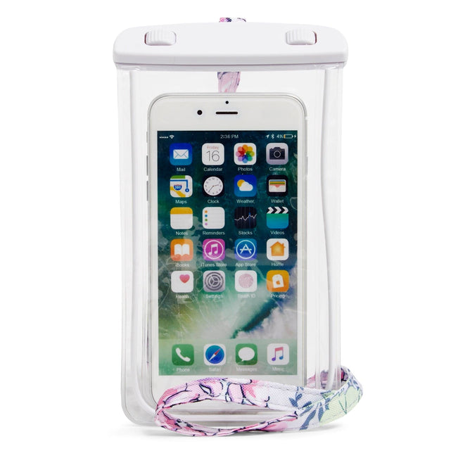 Outlet Waterproof Phone Pouch with Lanyard-Happy Hydrangeas-Image 1-Vera Bradley