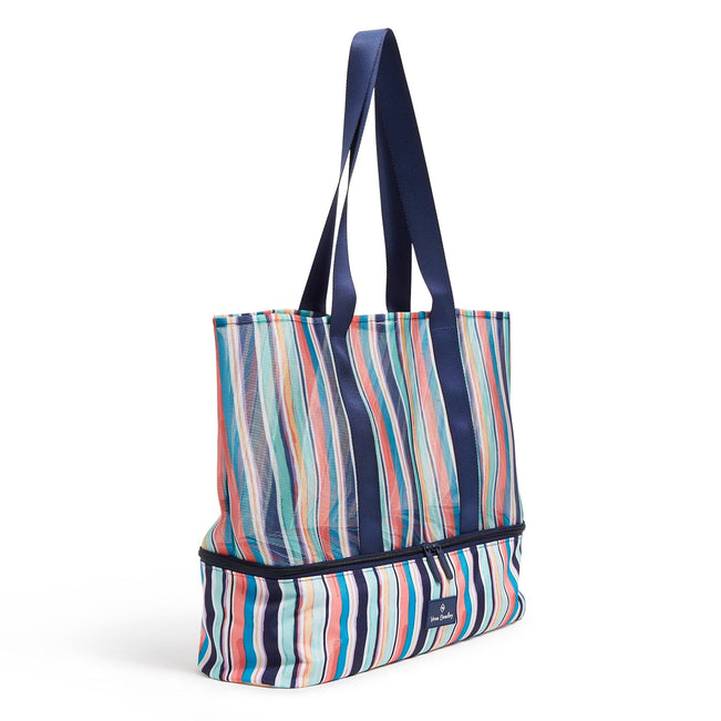 Mesh Dual Compartment Tote-Cabana Stripe-Image 2-Vera Bradley
