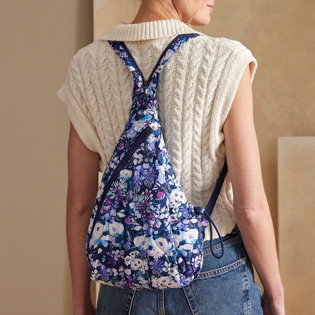 Featherweight Sling Backpack-Artist's Garden Purple-Image 3-Vera Bradley