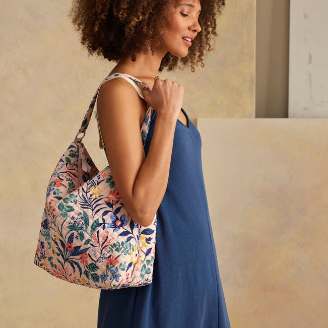 Oversized Hobo Shoulder Bag-Paradise Coral-Image 3-Vera Bradley