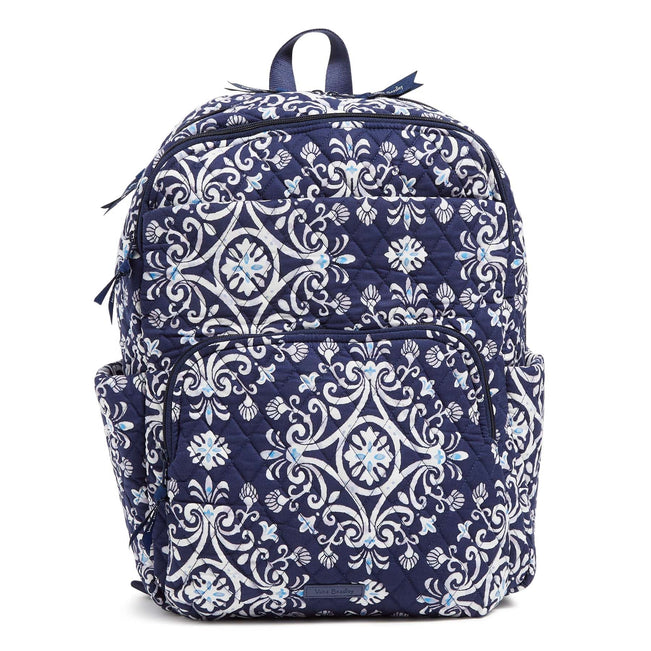Essential Large Backpack-Steel Blue Medallion-Image 1-Vera Bradley