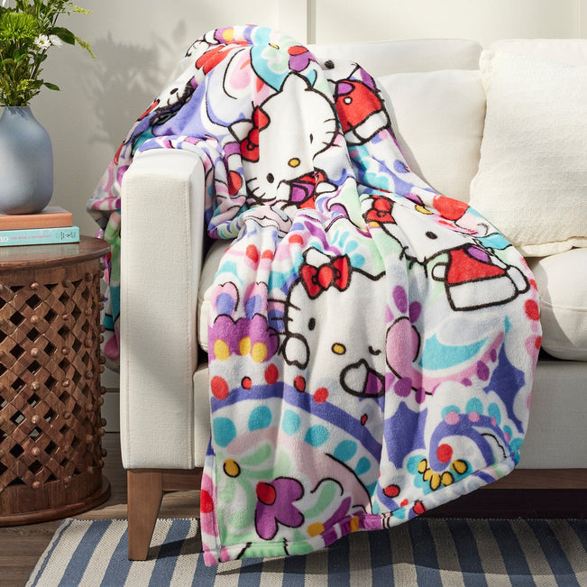 Hello Kitty® Plush Throw Blanket-Hello Kitty Paisley-Image 2-Vera Bradley