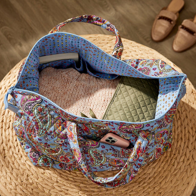 it travel tote bag Vera Bradley Cotton Overnight Tote Travel Bag, Provence Paisley