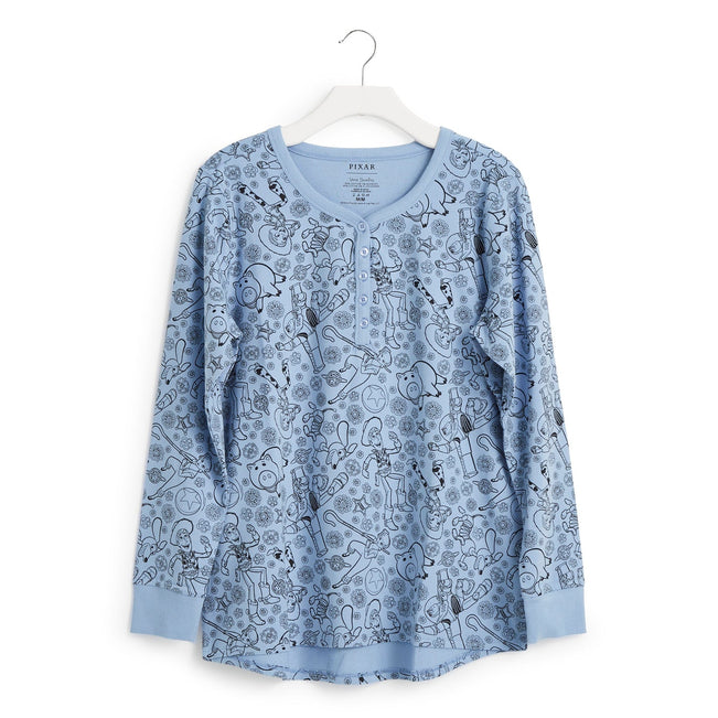 Disney Pixar Long-Sleeved Pajama Henley-Toy Story Sketch-Image 1-Vera Bradley