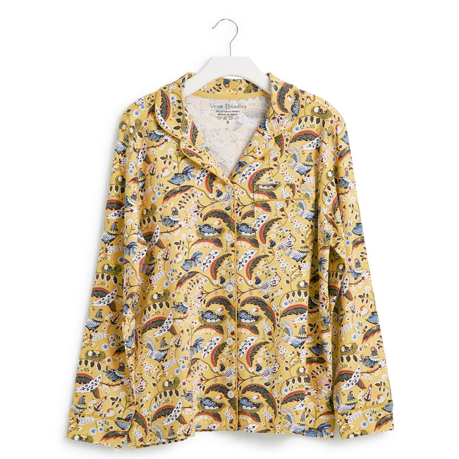 Long-Sleeved Button Pajama Top-French Hens-Image 1-Vera Bradley