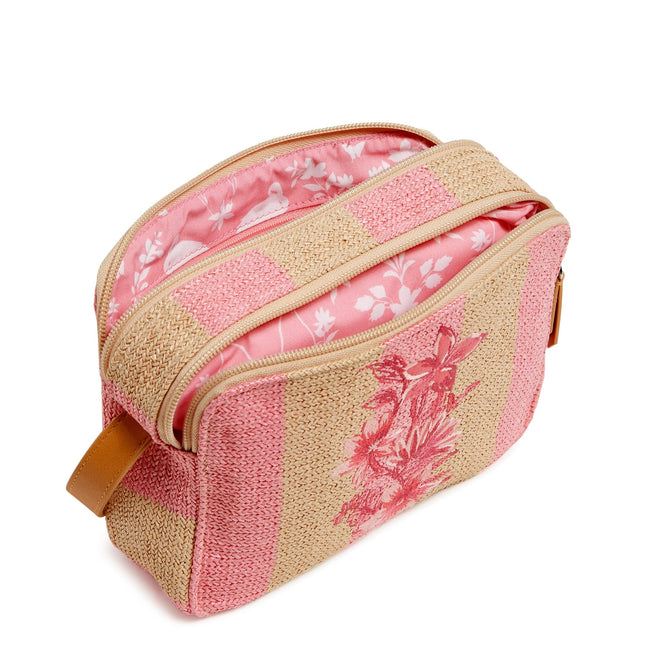 Evie Crossbody Bag-Candy Pink Stripe Straw-Image 4-Vera Bradley
