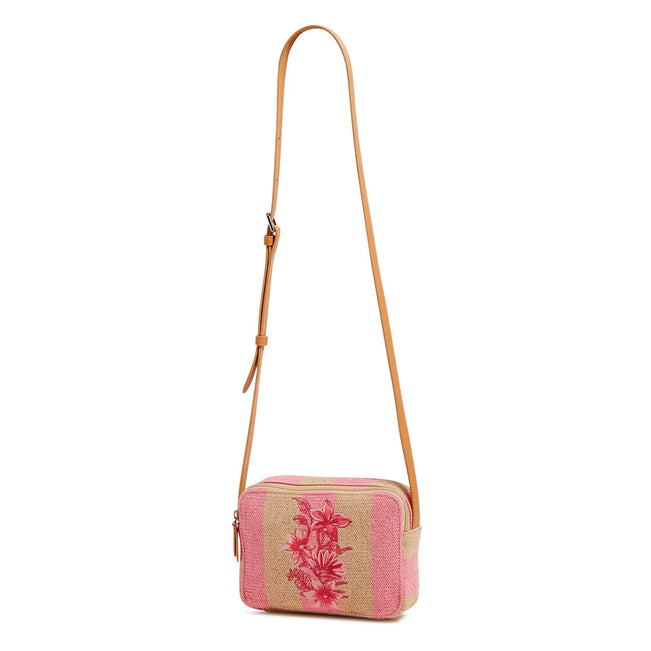 Evie Crossbody Bag-Candy Pink Stripe Straw-Image 1-Vera Bradley