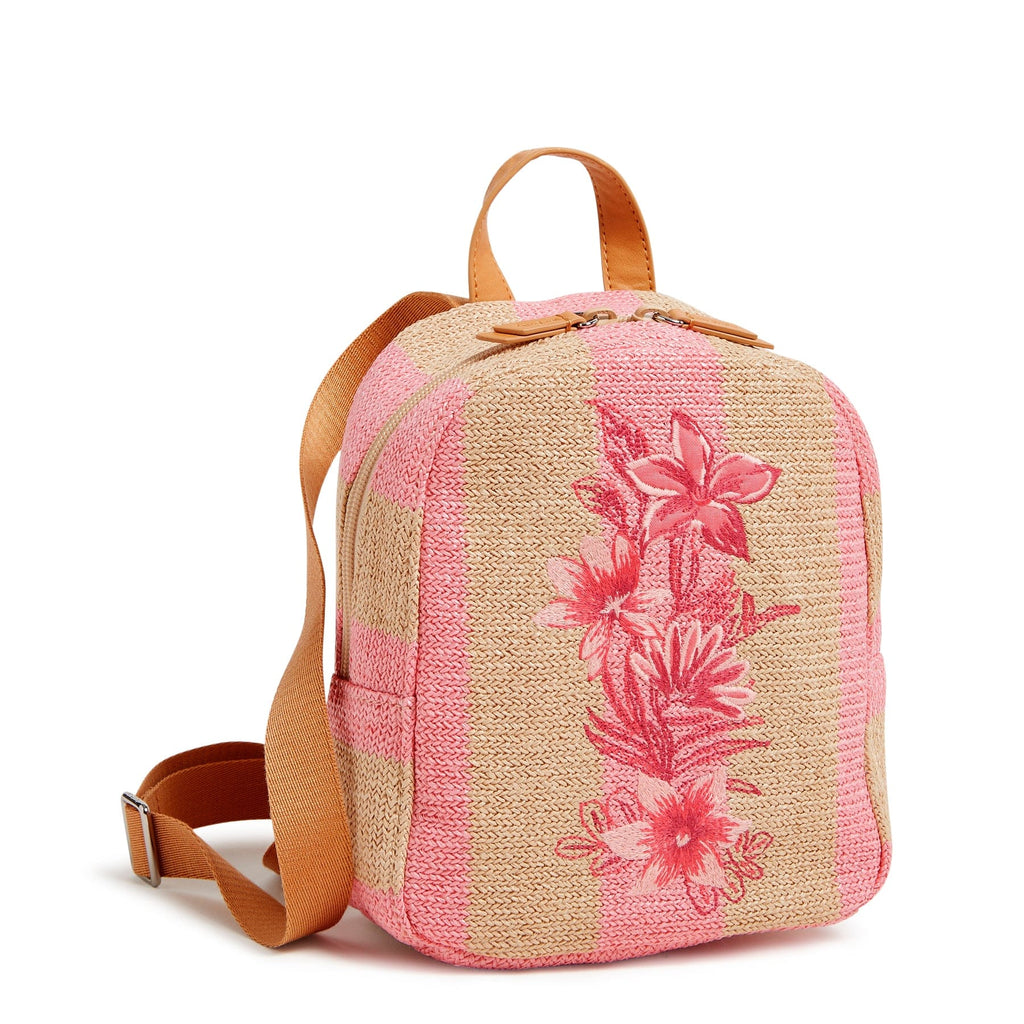Boho pink vegan leather straw mini backpack JAS | Bags | Boho Vegan Leather Straw Mini Backpack Pink  main image 4