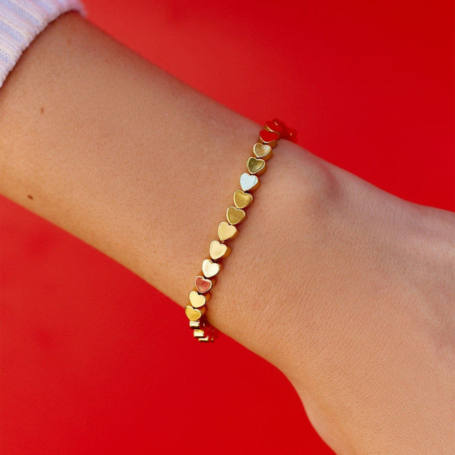 Metal Heart Bead Stretch Bracelet-Image 2-Vera Bradley