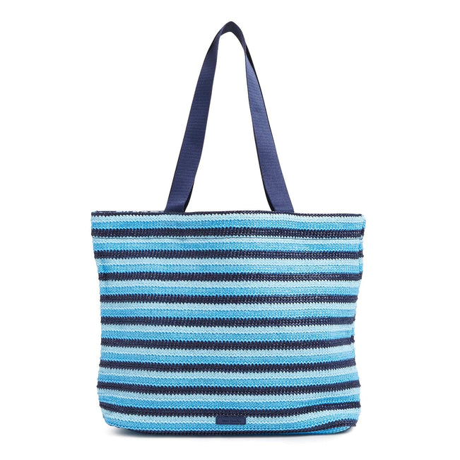 NWT Vera Bradley Blue/White Stripe Straw Tote VACAY ALL DAY NEW WITH store TAGS