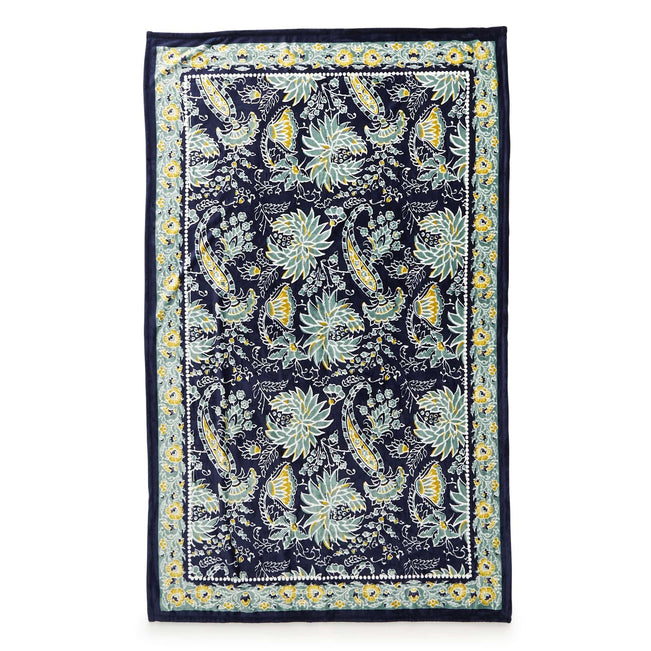 Plush Throw Blanket-Gemstone Paisley Aqua-Image 1-Vera Bradley