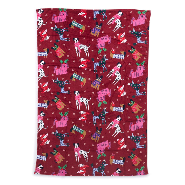 Outlet Essential Throw Blanket-Holiday Hounds-Image 1-Vera Bradley