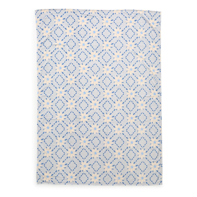 Outlet Essential Oversized Throw Blanket-Venetian Quilt Flower Ice Blue-Image 1-Vera Bradley