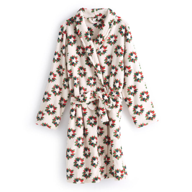 Outlet Fleece Robe-Venetian Wreath Cottage Cream-Image 1-Vera Bradley