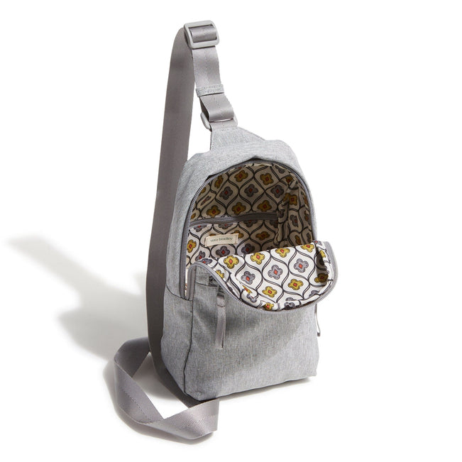 Outlet Essential Sling Backpack-Medium Heather Gray-Image 2-Vera Bradley