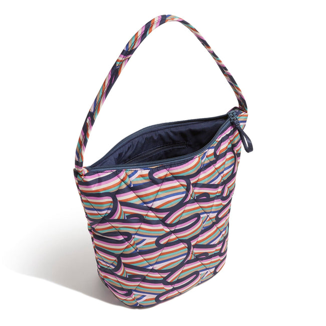 Outlet Slouchy Bucket Shoulder Bag-Retro Ribbons-Image 2-Vera Bradley