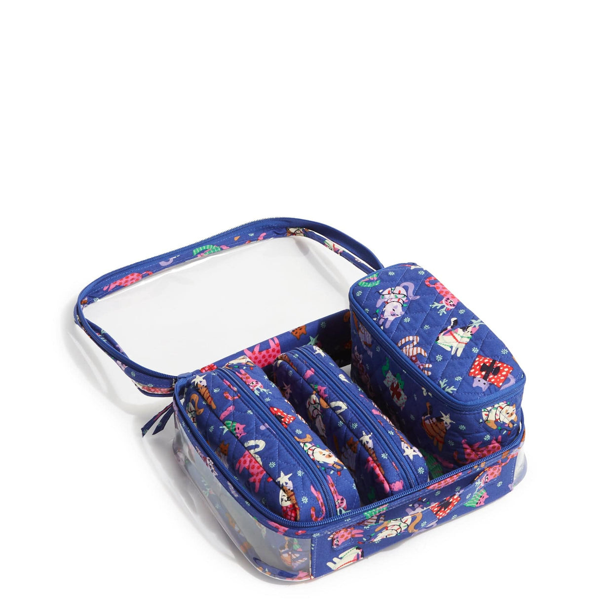 Vera Bradley Holiday Dogs 4 Pc Cosmetic Organizer Make Up Travel deals Bag Carry Case