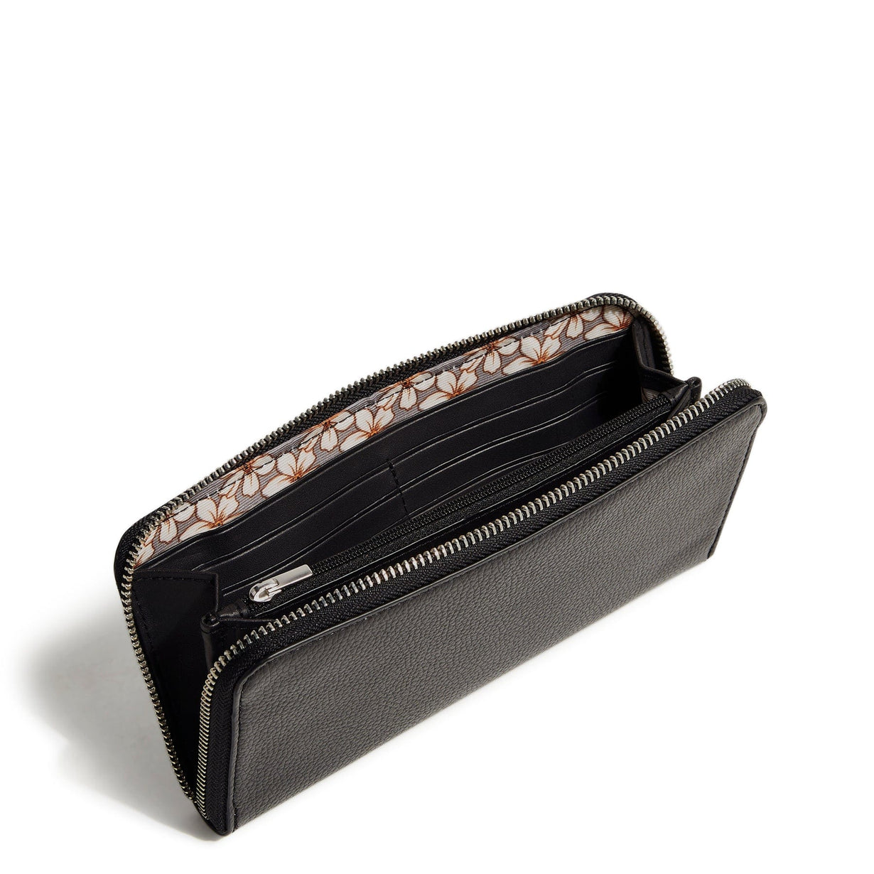 Premium Vegan Leather Zip Around Wallet | Continental Style, Gray | 8 Card Slots, Multiple Compartments | Size 7.5"L X 4"H